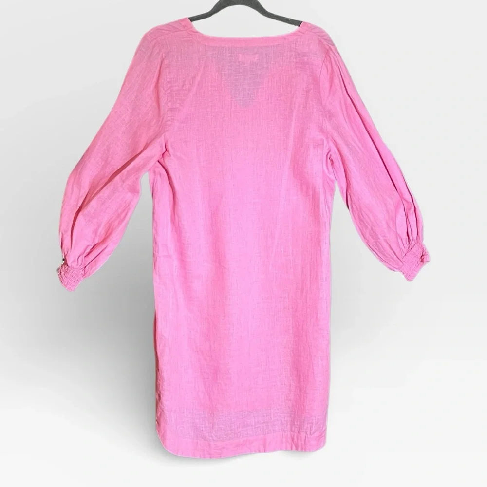 NWOT BEAUTIFUL PINK LINEN FLOWY ROMANTIC TUNIC SHORT DRESS COVER UP - Picture 4 of 5